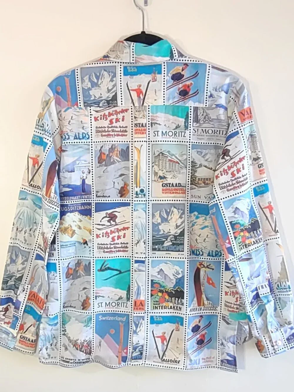 Vilagallo Blouse Vintage Ski Posters Size EU 36  Snow Ski Lodges Retro - Picture 3 of 14